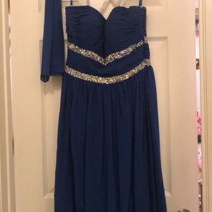 Royal Blue Maxi Chiffon Dress with Silver beads